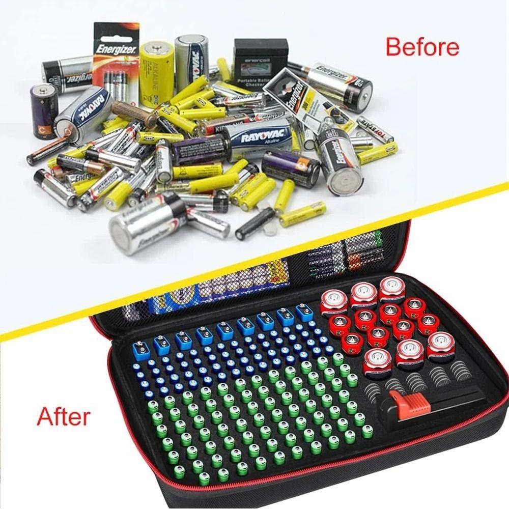 Portable Waterproof Battery Organizer Shockproof Universal Storage Box Large Capacity Carrying Case Travel