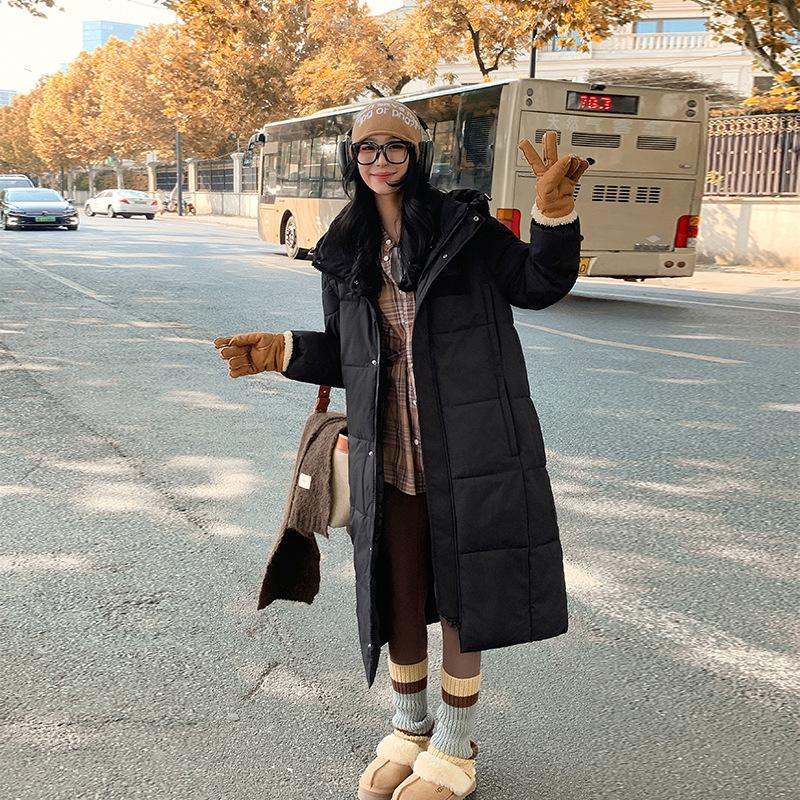 

Женская зимняя удлиненная стеганая одежда, новые свободные и утолщенные стеганые куртки длиной до колена, стеганая одежда. XXXL чёрный