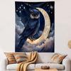 "Owl Perched On a Starry Crescent Moon" Patterned Tapestry Home Decor, Suitable for Bedroom and Living Room, Gift