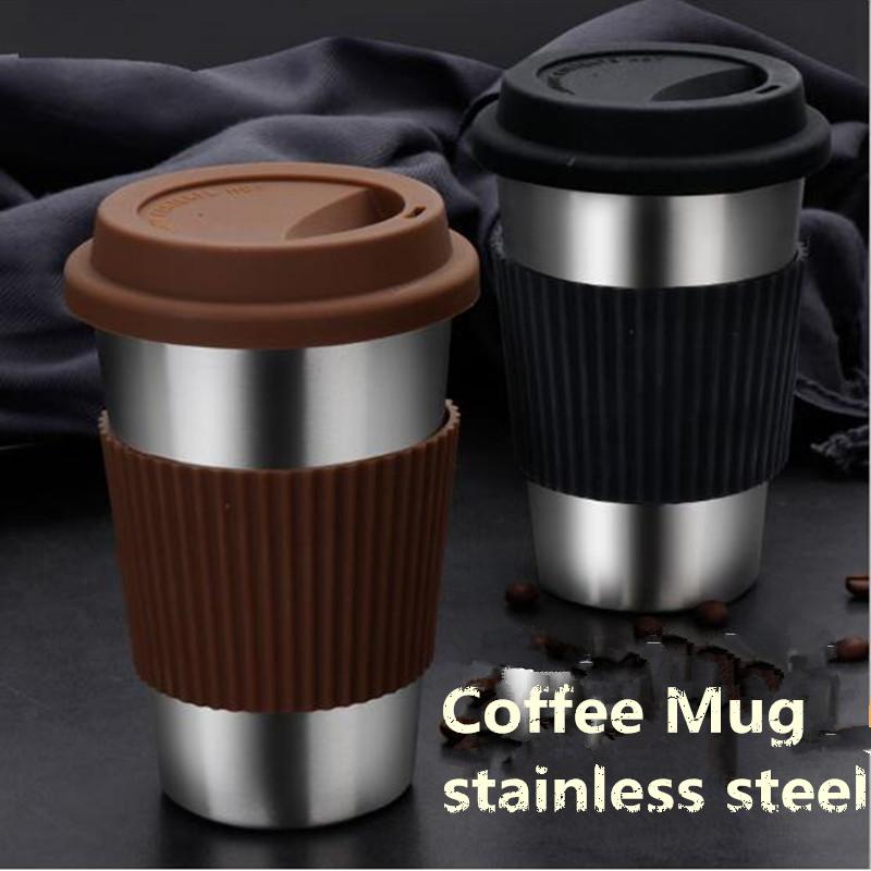 Industrieller Stil Edelstahl Kaffeetasse Becher mit Deckel Kaffee Milchbecher Büro Kaffee Tee Tassen Reisebecher Geschenke