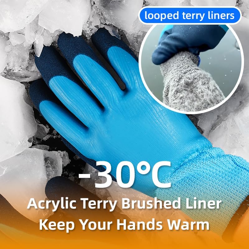 10 Pairs Waterproof Winter Work Gloves for Men and Women, Freezer Gloves for Outdoor Cold Weather Work Below Zero, Waterproof Garden Gloves for