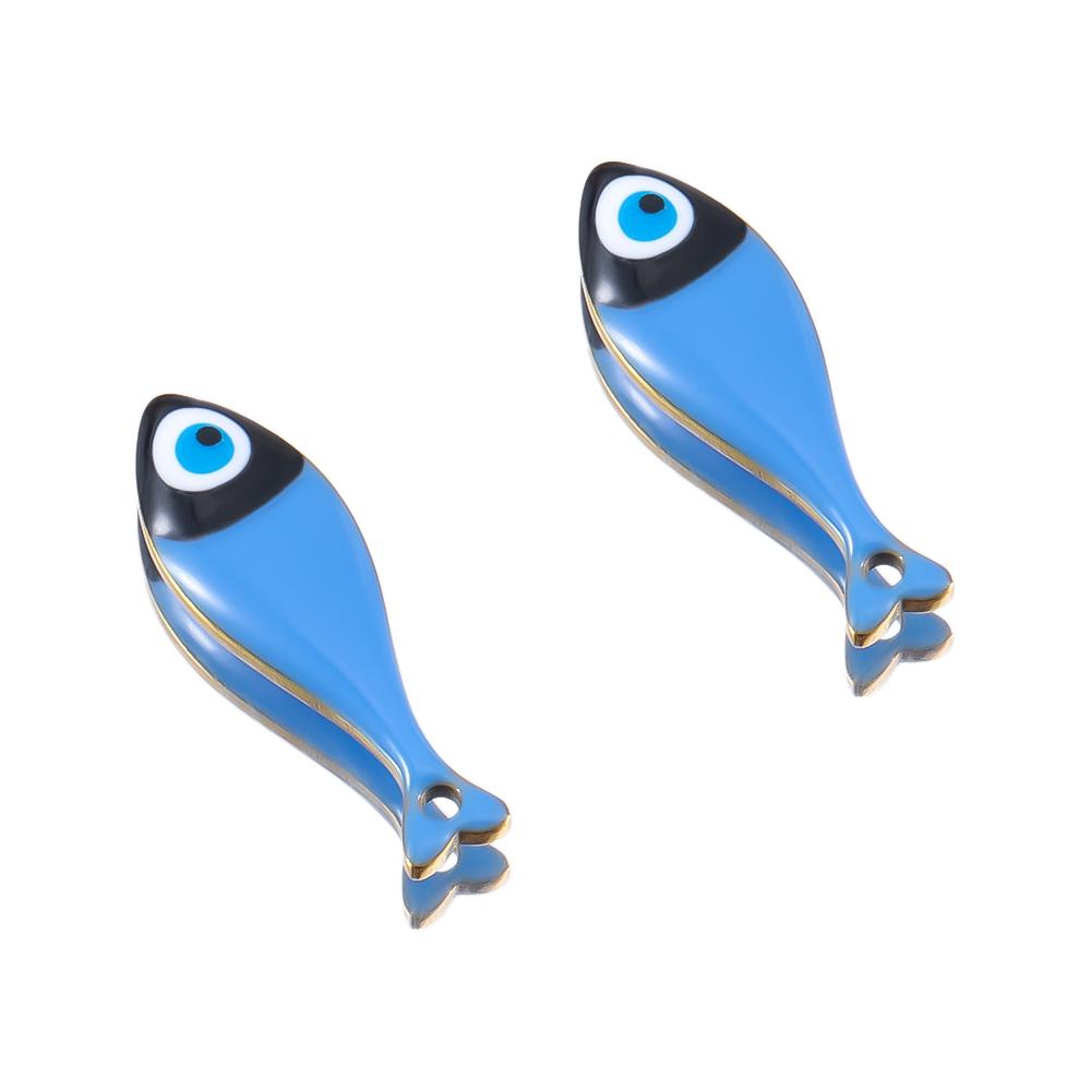 

2pcs 6pcs Stainless Steel Enamel Big Eye Fish Bone Charms Dripping Oil Pendant Base DIY Boho Necklace Jewelry Earrings Findings 2pcs