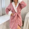 Europäischer & Amerikanischer Samtmantel: Herbst/Winter Mode, Dickes Warmes Nachthemd mit Gürtel - Einfarbiger Bademantel für Damen