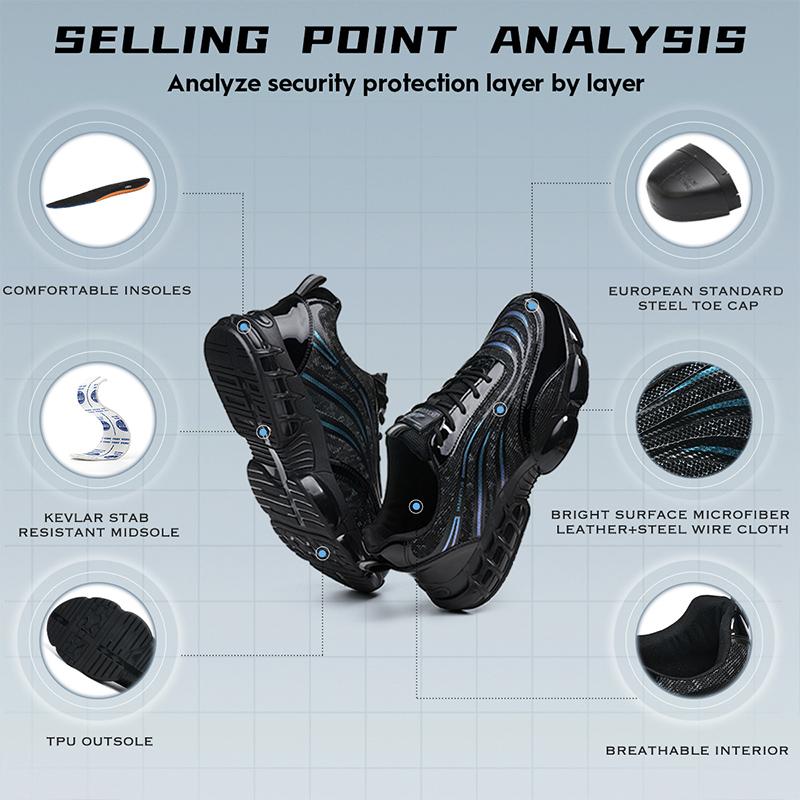 Steel Toe Shoes for Men Women Anti Smashing Anti Puncture Work Shoes Air Cushion Lightweight Safety Shoes Non Slip Sneakers