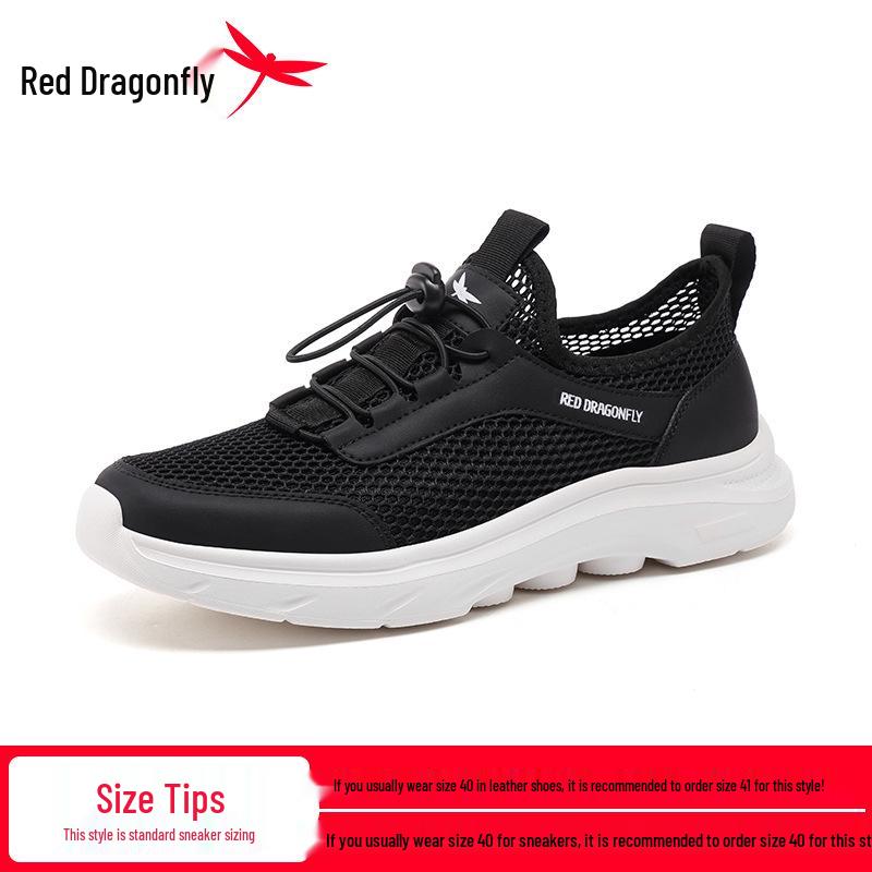 Red Dragonfly Men s Lightweight Breathable Fly Knit Shoes – Summer Hollow Out Soft Sole for Travel. 41
