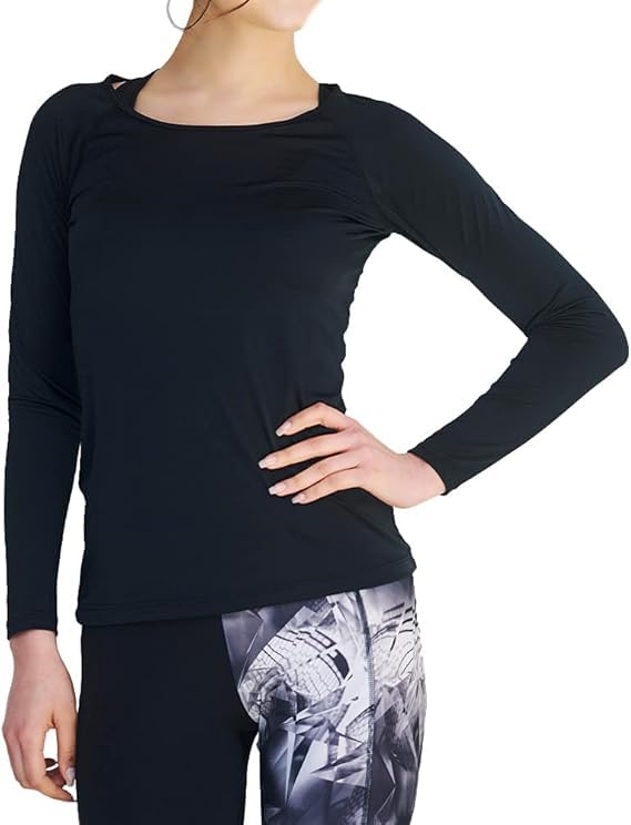 

Sports Innerwear YOGA by glamore Round Neck Long Sleeve UV Protection Sweat Absorbent Quick Drying Stretchy M Black FT0272 [Glamore] Women s чорний