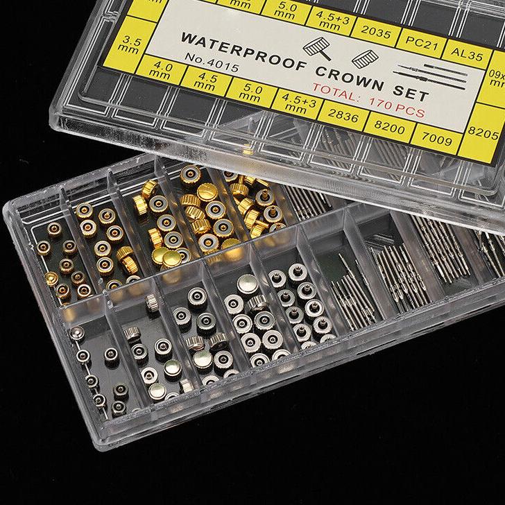 170pcs Watch Repairing Replacement  Accessories Boxed Epoxy Handles 18 Grid Handles andHandles Copper Gold and Silver Handles Multiple Models