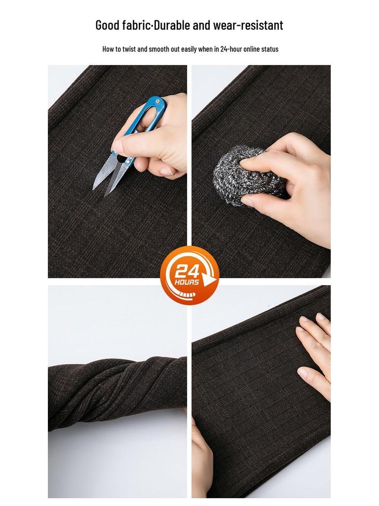 Women's High-Waisted Plaid Acetate Wool Pants - Plus Velvet, Thickened for Warmth, Autumn/Winter Style, Ideal for Middle-Aged Moms