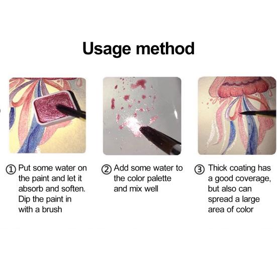 Watercolor Paint Set Shimmer Metallic Paints Set Colorful Pearlescent Watercolor Paints for Painting Enthusiasts Professionals Artists