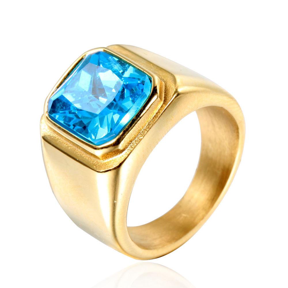 2026 Personalized Fashion Square Simple Gemstone Trendy Men's Ring Party Party Jewelry Accessories