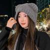 Autumn And Winter Cute Bear Plush Hat Women'S Able Warm Woolen Hat Large Head Circumference Ear Protection Hat