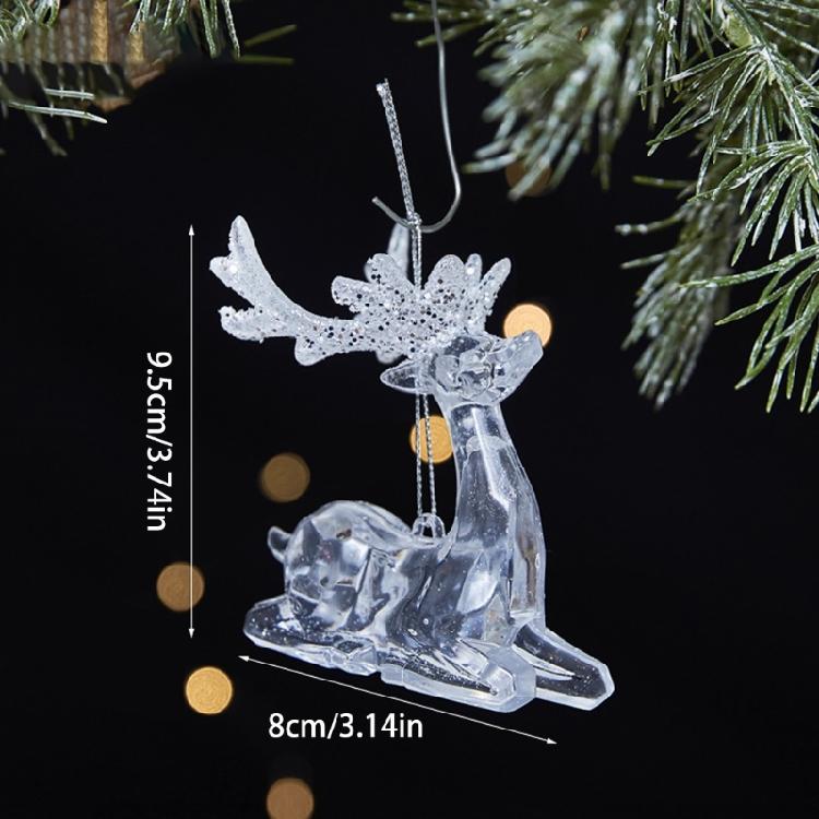 Sparkling Snowflake Deer Butterfly Pendant Shatterproof Clear Acrylic Holiday Hanging Ornament Christmas Tree Decoration
