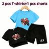 Outdoor Street Motorcycle Rennwagen Muster Druck Nr. 93 Kinder T-Shirt und Shorts 2-teiliges Set Sommer Haus Freizeit Outfit Jungen und Mädchen Sport Set