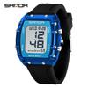SANDA Men's Multifunctional Barrel-Shaped Sports Watch - Waterproof & Fashionable with Single Display Timing