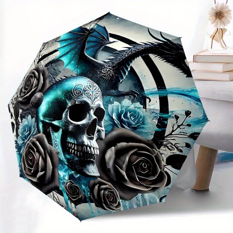 1pc Blue Dragon's Whisper Automatic Opening and Closing Folding - A Good Choice for Gifts, Fashionable and Convenient Umbrella With Cute Cartoon