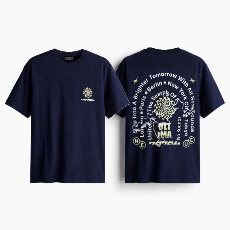 

Мужская и женская футболка HM 2024 Лето Новое поступление Принт Повседневная и удобная Парная Круглый вырез Короткий рукав Топы 1032522 Dark blue/Total 170/92