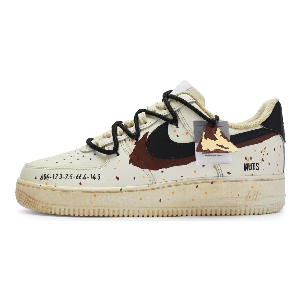 Nike Air Force 1 Slip Resistant Low top Skateboard Shoes Women's Beige Brown Black DH2920-111(Team80-)