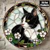 Vintage Black Cat Stained Glass Style Sign, Four Seasons Decoration, Novelty Home Decor, Perfect Durable for Bedroom, Store, Office, Kitchen