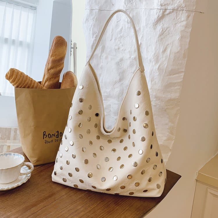 Women's Metal Polka Dot Shoulder Bag Tote Bag