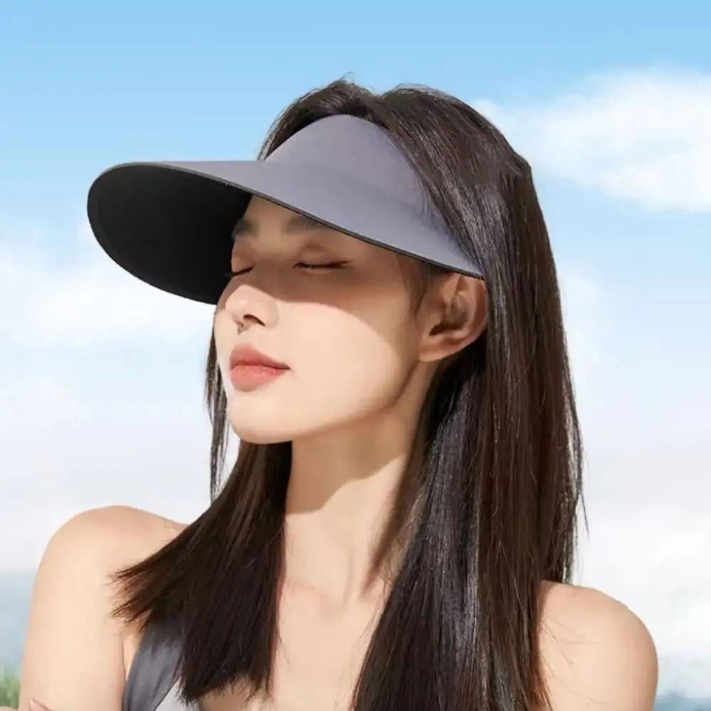 Breathable Seamless Visor Cap Large Brim Women Sun Hat Simple Beach Cap Summer