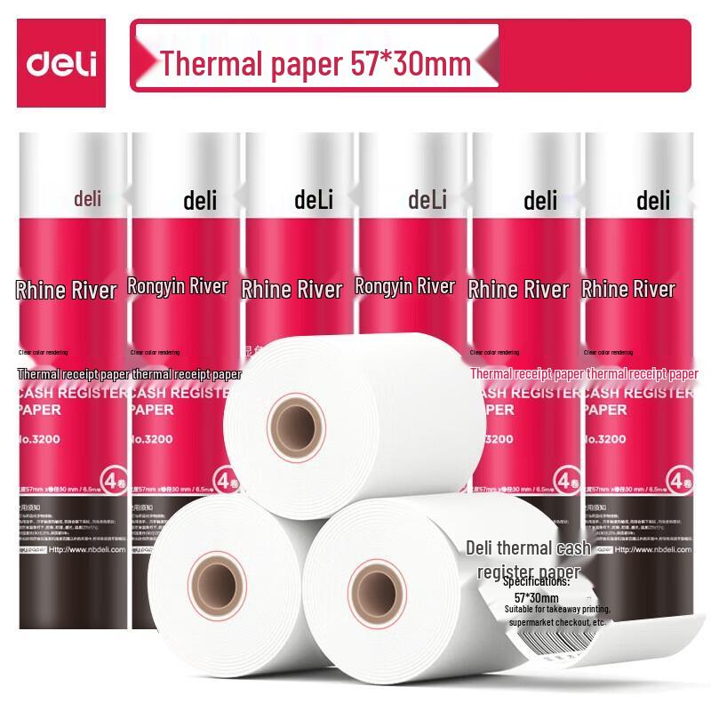 Deli 3200 Rhine Thermal Receipt Printer Paper 57x30mm