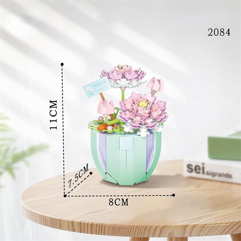 New Flower Bouquet with Vase Compatible Building Blocks Sunflowers Adult Assembled Flower Pots New Year Room New Year Decoration