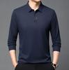 Men's Lapel POLO Shirt - Long Sleeve, Casual Business, Solid Color, Waffle Weave for Spring & Autumn