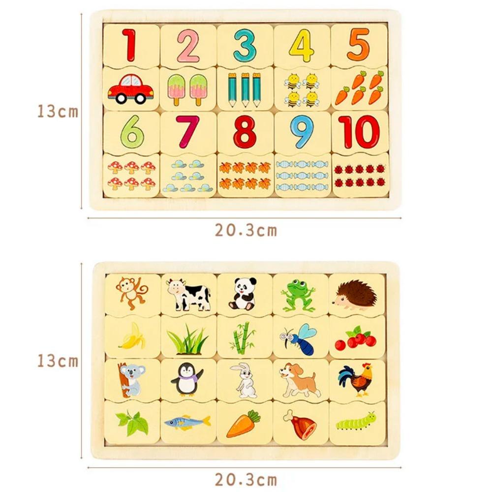 Kids Number Animal Cognitive Matching Puzzle Montessori Concentration Memory Training Wooden Educational Toys for Children