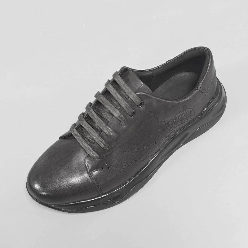 

Модные расписанные вручную кроссовки из натуральной кожи для мужчин, повседневная обувь из коровьей кожи на шнуровке, базовая уличная обувь, повседневные оксфорды на плоской подошве 38 чёрный