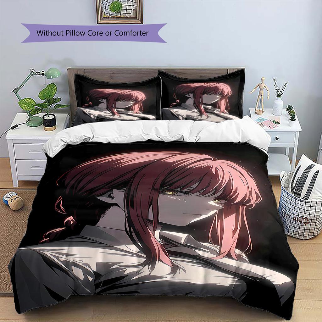Makima Pattern Bedding,Quilt Set Quilt Cover Pillowcase Home Birthday Gift(1 * duvet cover + 2 * pillowcase, without core)