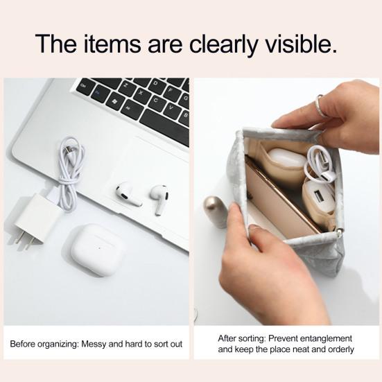 Pocket Cosmetic Bag Portable Earphone Data Cable Storage Bag Coin Purse No Zipper Self-Closing Mini Makeup Bag for Daily Outings Travel