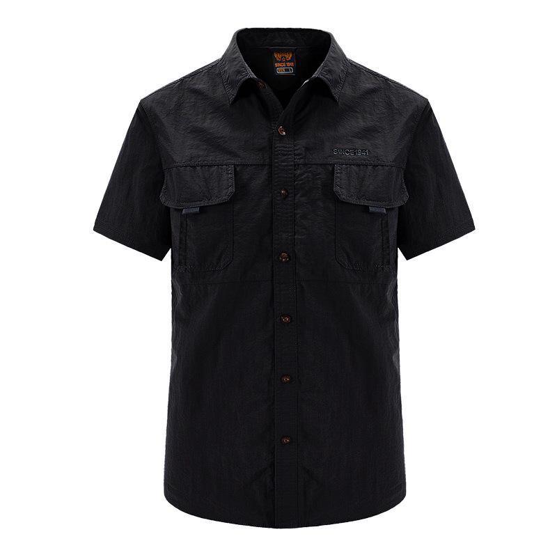 

Men s Summer Quick-Dry Short-Sleeve Plus Size Loose Workwear Shirt 102 Extra Extra Extra Large чёрный