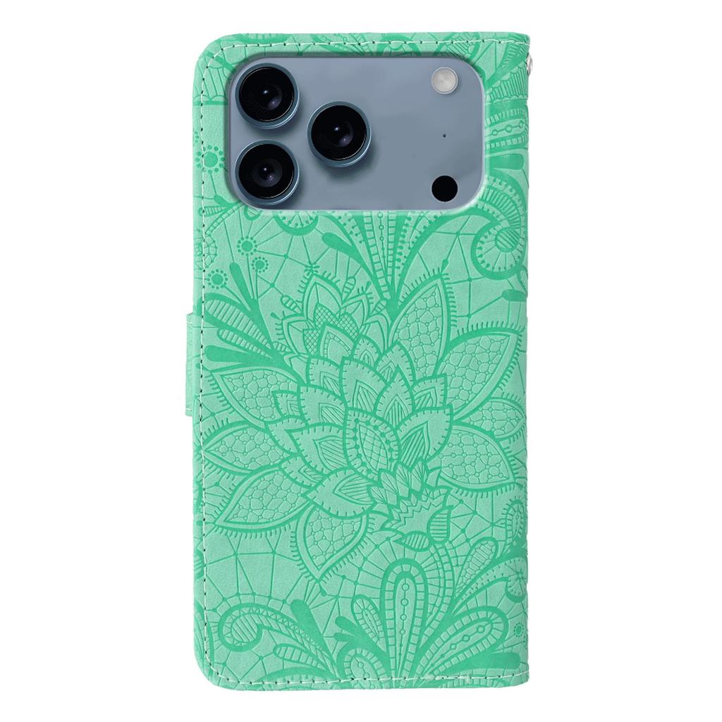 For iPhone 17 Pro Max Case Lace Flowers PU Leather Flip Wallet Phone Cover