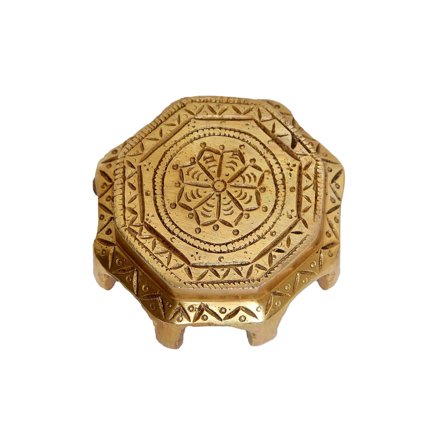 Hand Crafted Brass Pooja Chowki, Chowki For God Idols, Temple Decor, Gold