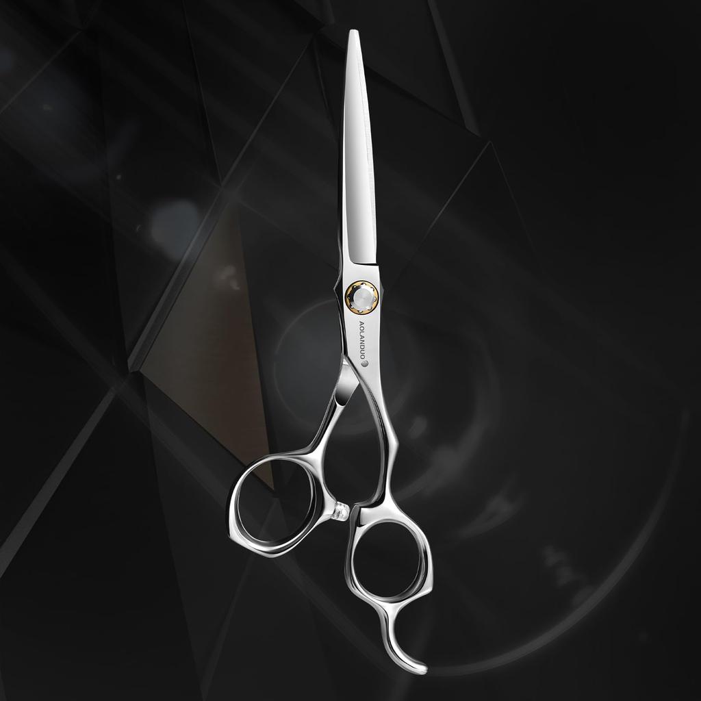 AOLANDUO professionelle Haarschneideschere sind 6 Zoll und haben sehr scharfe 440C Stahl Haarschneideschere sind haben glatte Bewegungen und fein kommen
