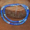 Natural Blue Opal Gemstone Dainty Beaded Necklace, Ethiopian Opal Handmade Necklace, Birthstone Necklace, Minimalist Necklace, Gift for Her