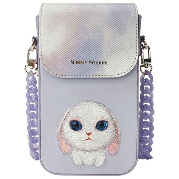 Nimmy Zestaw 3W1 Torebka Na Telefon +    Portfel + Etui Na Lokalizator Fioletowy/Purple Big Eyed Pet 2.0 Rabbit