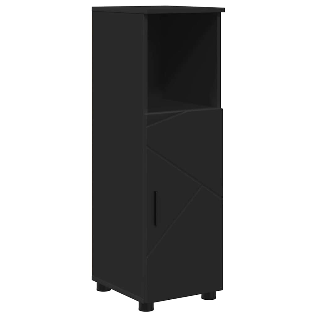 Bathroom Furniture Set with Door 4 Pcs Black Plywood and Metal