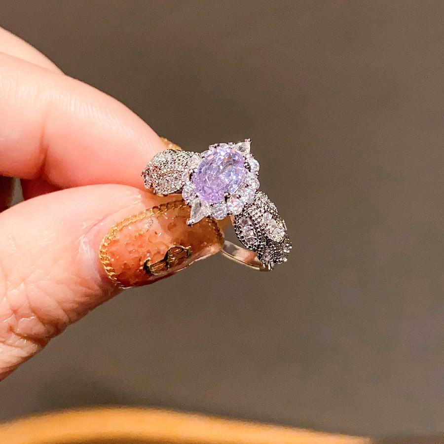 Zircon Oval Geometric Fashion Ring For Women Elegant Jewelry Accessory