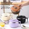 1pc 304 Instant Noodle Bowl - Stainless Steel Large Capacity with Lid Portable Tableware Perfect for Serving Noodles and Rice
