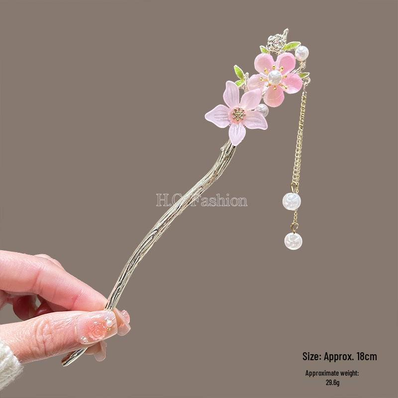 Cherry Blossom Tassel Hairpins: Elegant Hanfu Inspired Hair Accessories for Spring and Summer