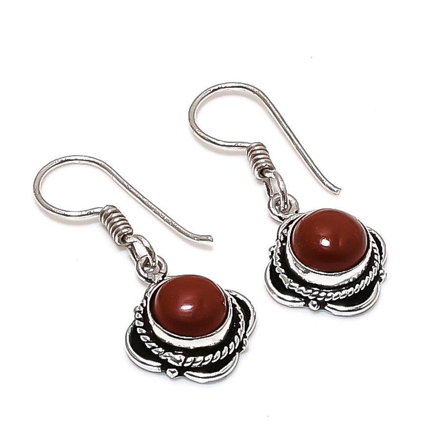 Red River Jasper Gemstone 925 Sterling Silver Jewelry Earring 1.26" RE-1390