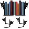 2Pcs Cat Book Ends Heavy Book Stand Shelf Book Rack Iron Bookends Stand Iron Organizer Book Home Desk Stationery Decor Desktop