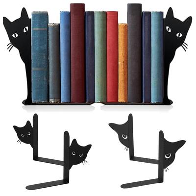 2 stuks Kat Boekensteunen Zware Boekenstandaard Planken Boekenkast IJzeren Boekensteunen Stand IJzeren Organizer Boek Huis Bureau Kantoorbenodigdheden Decor Bureau