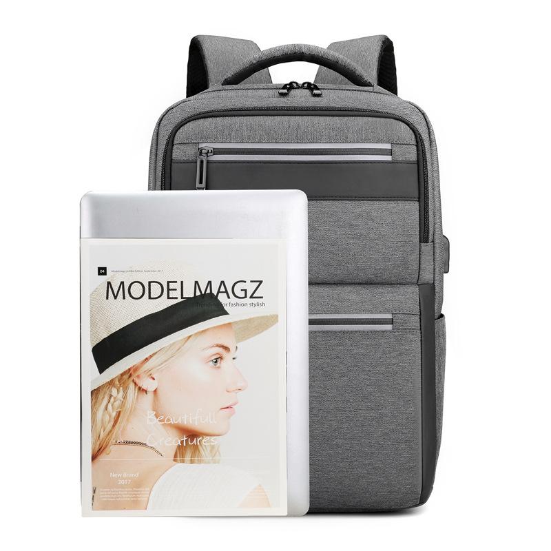 Business computer bag backpack, multi-function USB interface schoolbag, men's large-capacity multi-layer backpack