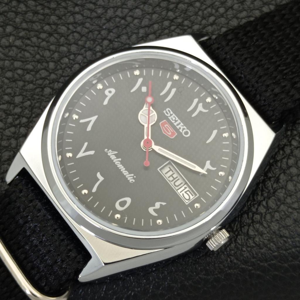 AUTOMATIC VINTAGE REFURBISHED SEIKO 5 JAPAN 6309A MENS BLACK WATCH a441338-5 Sk-a441338