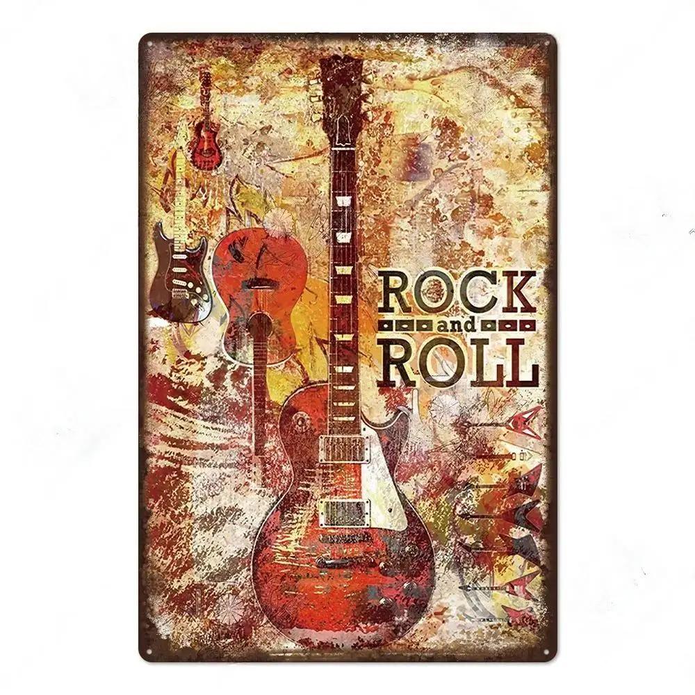 Vintage Musik Blechschild Rock Poster Plakette Metall Retro Wandkunst Dekoration Aufkleber für Bar Pub Man Cave Eisengemälde