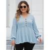 Women S Plus Size Fall Winter Knit Top Lantern Sleeve Button Decorated Pullover Sweater