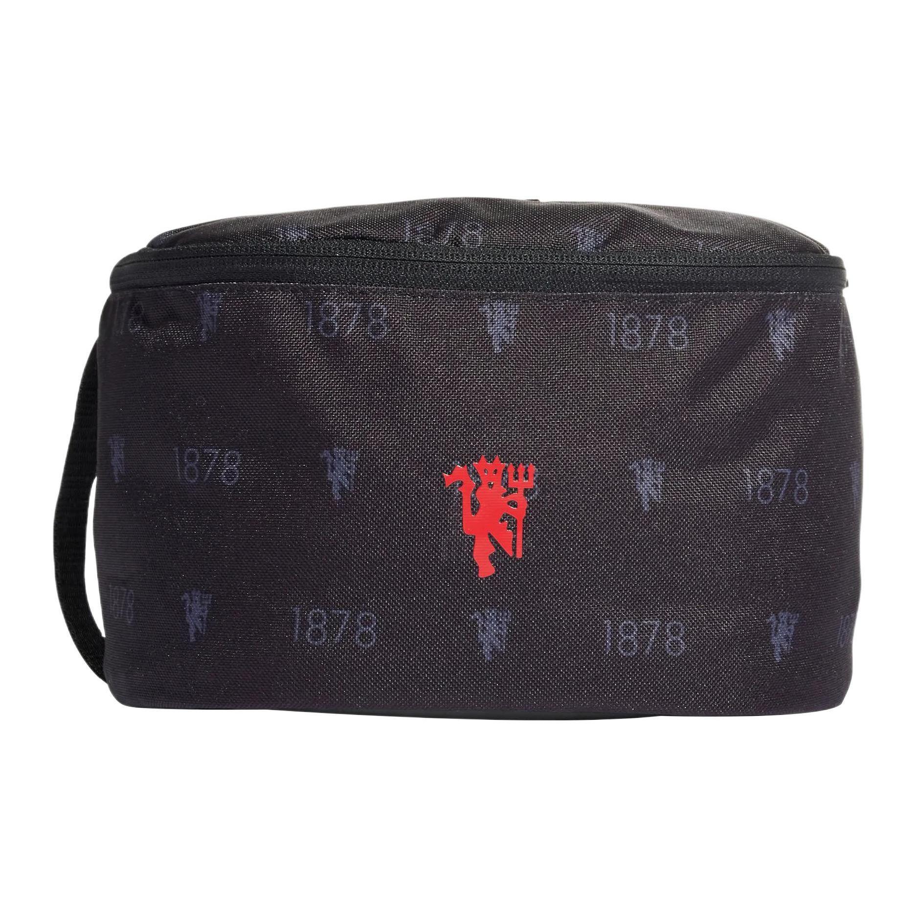 Adidas Originals Three Stripes Manchester United Silk Print Badge Zipper Sports Bag Unisex Bag Black HF0520 Black