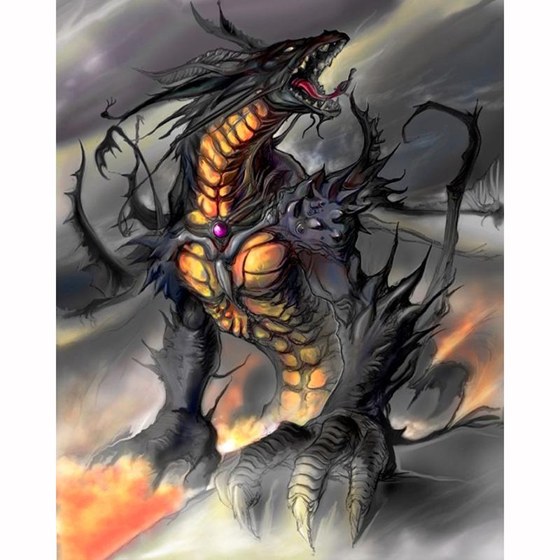 5D DIY Full Drill Diamond Painting Dragon Animal Picture of Rhinestone Diamond Embroidery Cartoon Woman Witch Cross Stitch Handmade Gift